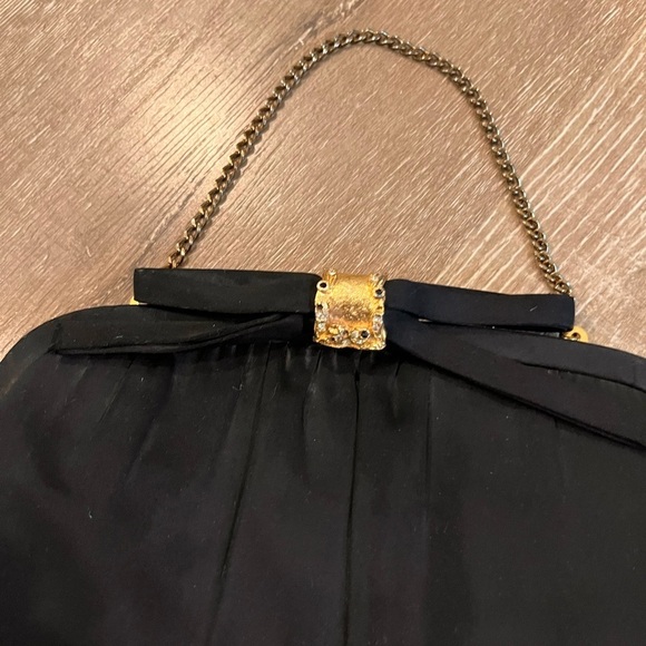 Vintage After Five Black Evening Bag Clutch Purse w/ Satin Lining + Blac… - Picture 2 of 8